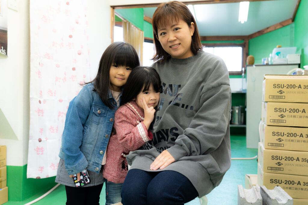 もとさんの奥様と、りんちゃんとふうちゃん
